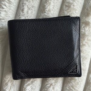 Prada Saffiano black leather bi-fold wallet